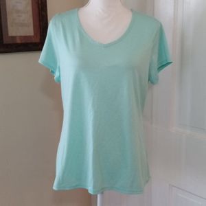 Women's Striped Moisture Wicking Tee, "Althetic Works" (Size L / 12-14)